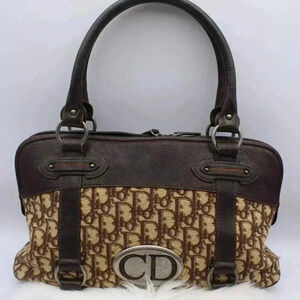 Christian Dior Trotter CD logo Semi-shoulder/Hand Bag  Brown